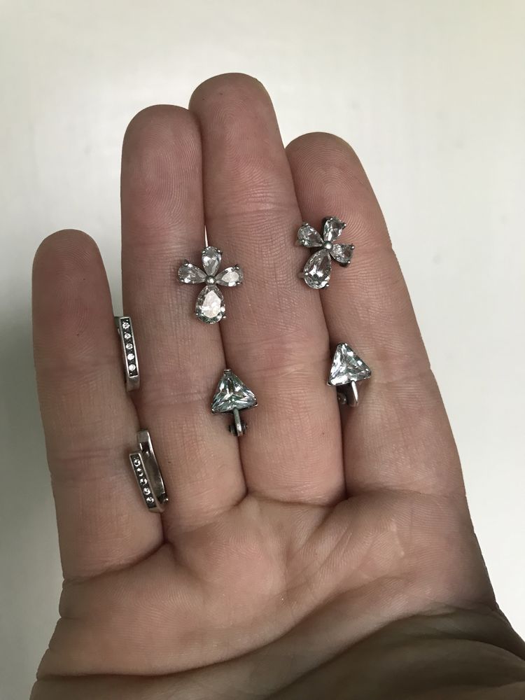 Кольца серьги серебро 925