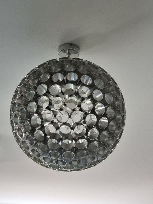 Lampa sufitowa średnica 60 cm srebrna