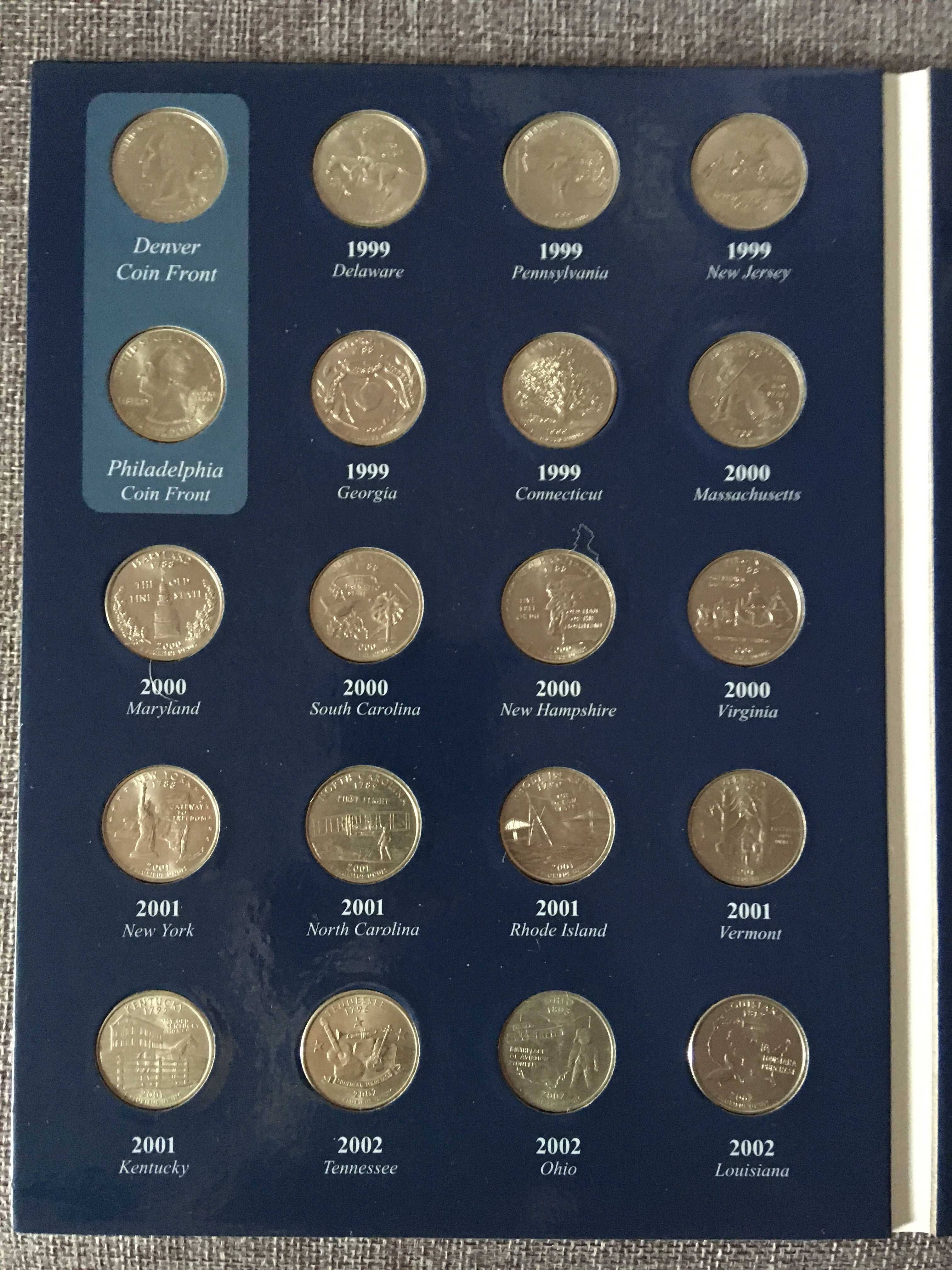 Quarter dollar 1999 -2009 ; pełna kolekcja 56 monet z serii "Stany"