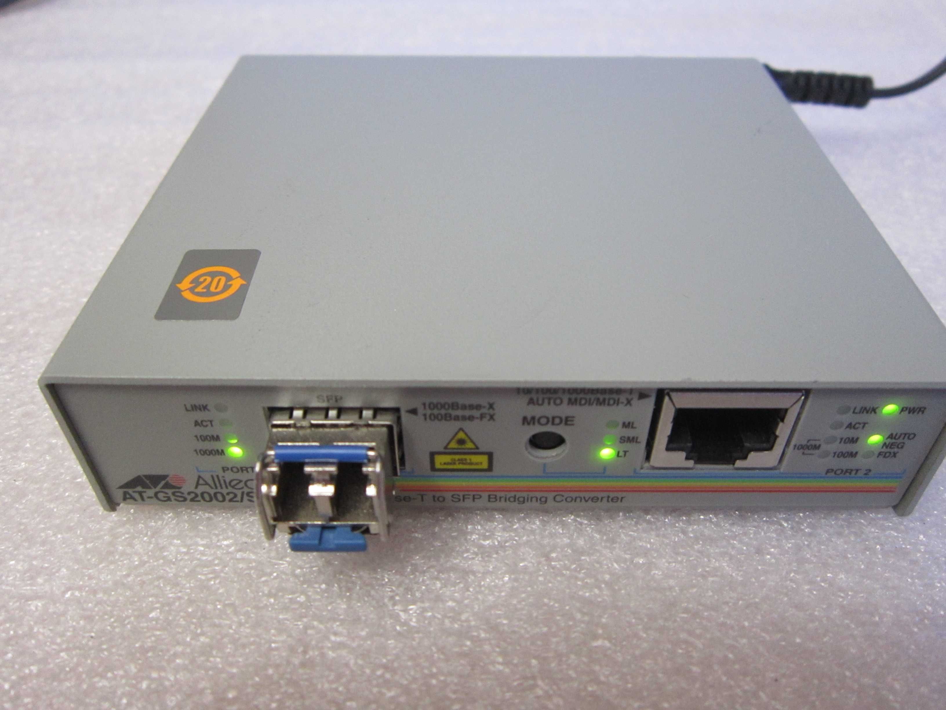 Media Konwerter Allied Telesis AT-GS2002SP + Allied Telesis AT-SPLX10