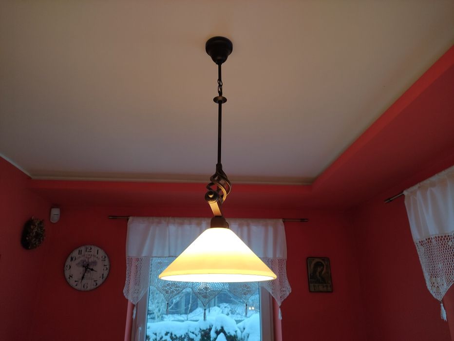 Lampa wisząca klasyczna stare złoto klosz vintage