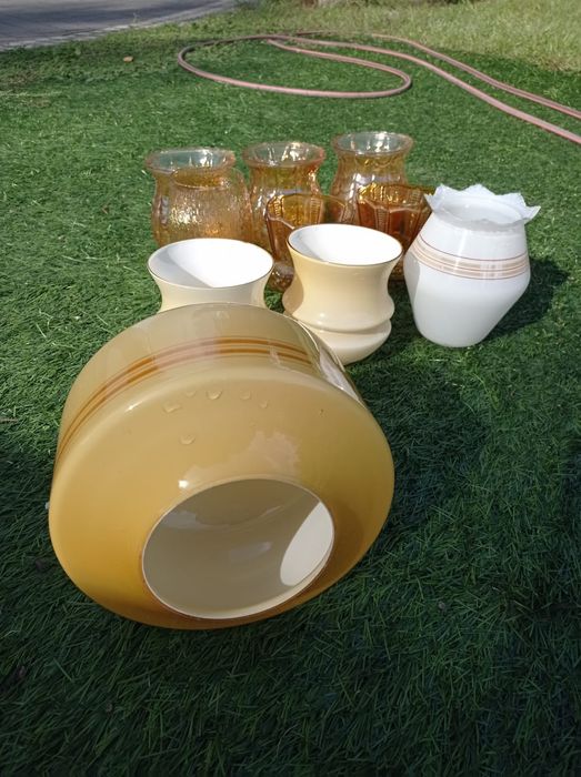 Szklane klosze do lampy PRL