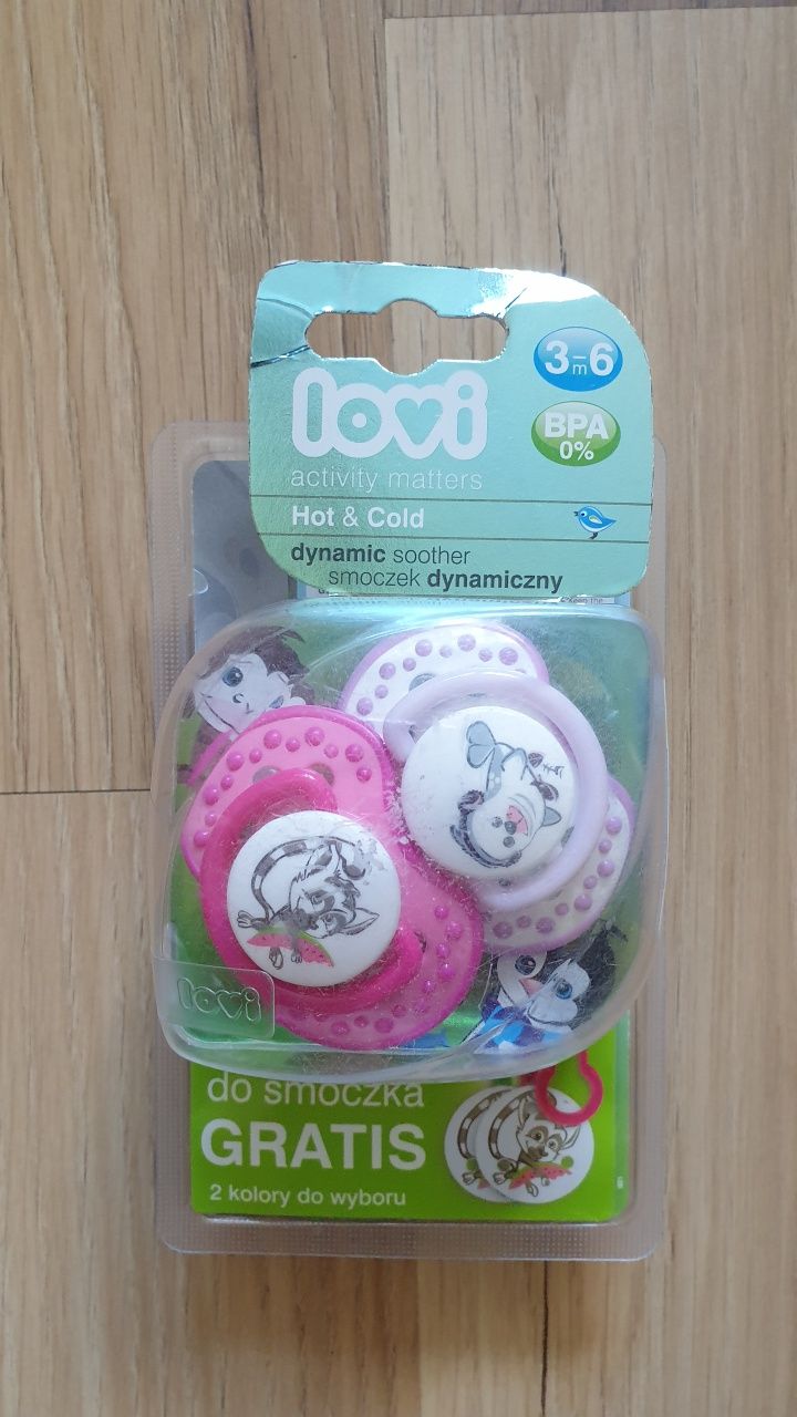 Lovi smoczek 3-6m smoczki gryzak gryzaczek łańcuszek przypinka klips