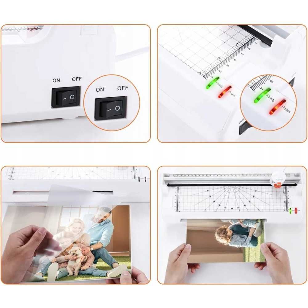 DUŻY zestaw - LAMINATOR laminarka A4 FOLIA do laminowania + AKCESORIA