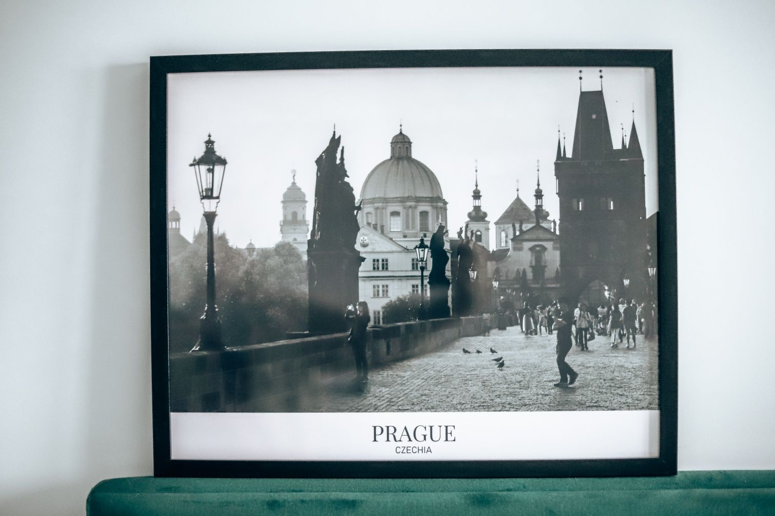 Plakat, zdjęcie, grafika artystyczna czarno-biały Praga