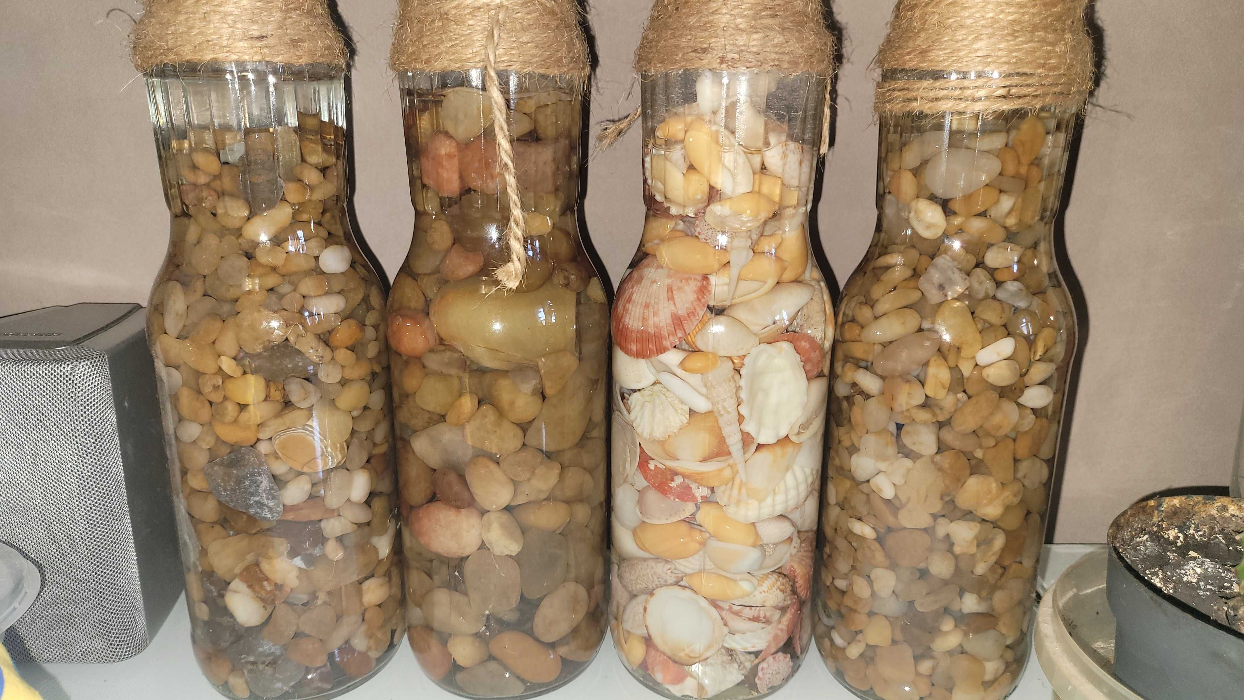 Камни полупрозрачные в бутылке (для аквариума, украшения дома, декора)