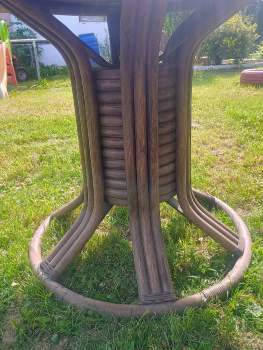 Meble holenderskie rattanowe bambusowe 3 fotele i stół