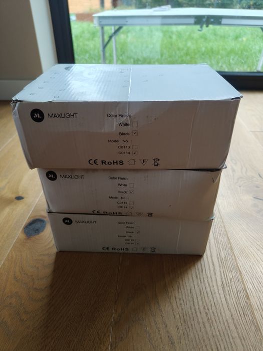 3 nowe lampy czarne sufitowe z obrotowymi reflektorami Maxfliz