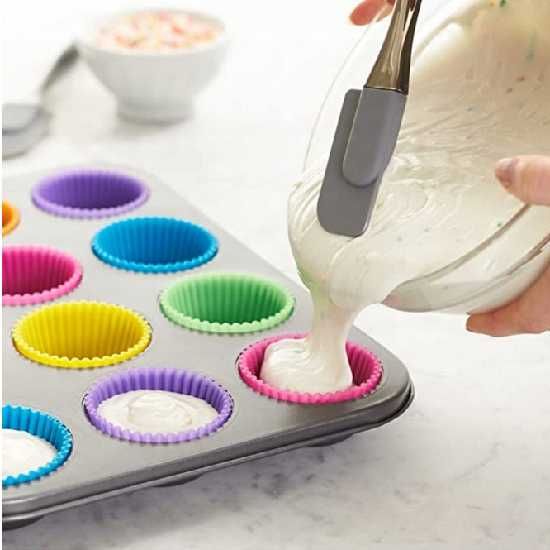 Tęczowe FOREMKI SILIKONOWE do babeczek muffin do pieczenia 42 szt