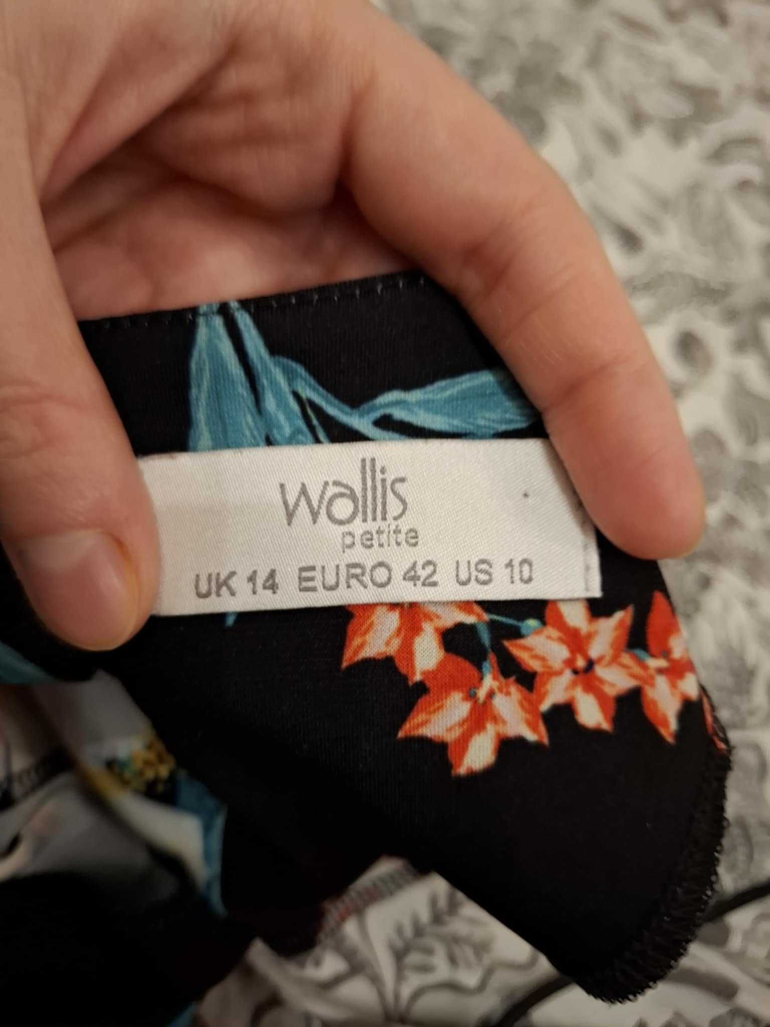42 XL Wallis elegancka czarna pomarańczowa zielona biała sukienka