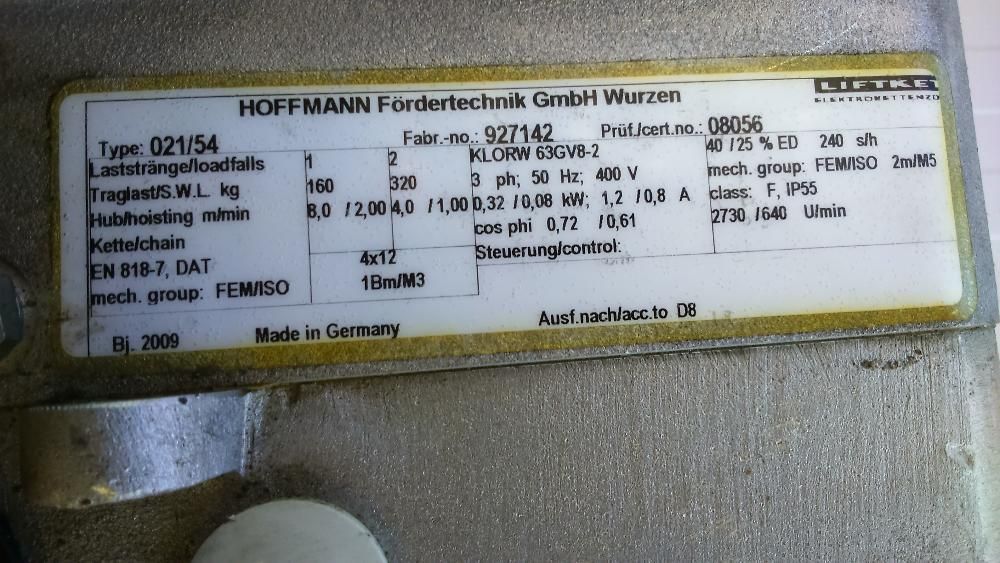 Wciągnik łańcuchowy LIFTKET 021.54 zam. Demag, ABUS prod. Germany