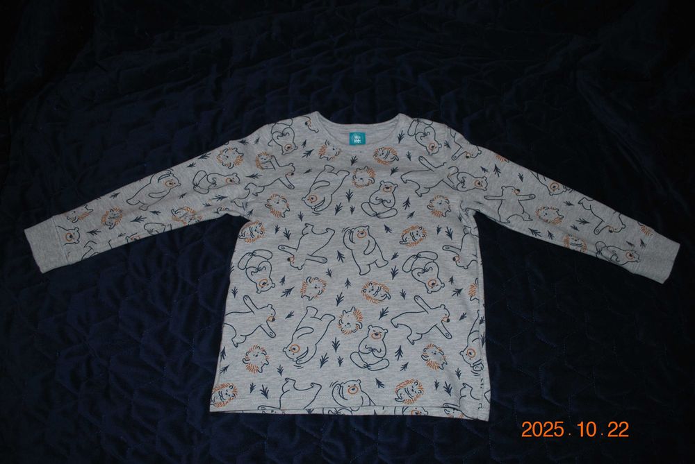 Szara bluza z długim rękawem, miła r.110/116