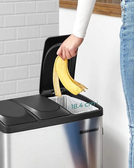 Kosz na Śmieci do Segregacji SONGMICS 45L (3x15L) - Stal Nierdzewna, P