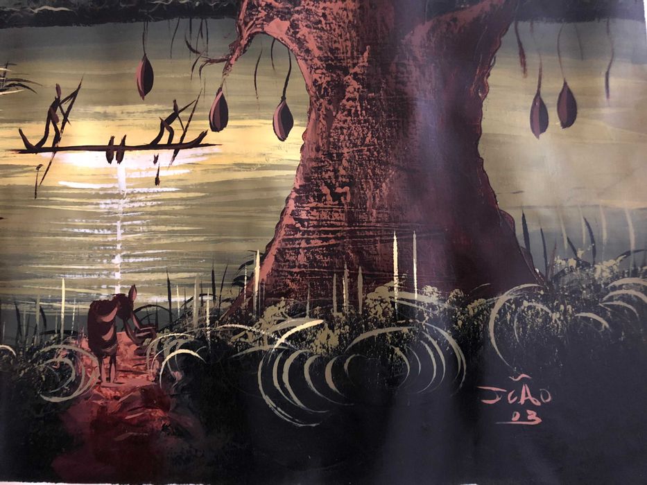 Tela paisagem Angola - pintura a óleo assinada (2003)