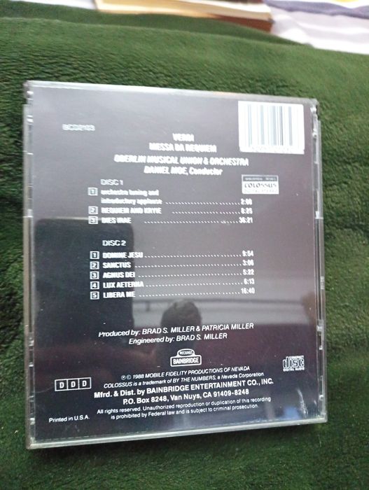 2x CD Oberlin Requiem" - Verdi; Daniel Moe, Oberlin Musical...RARO