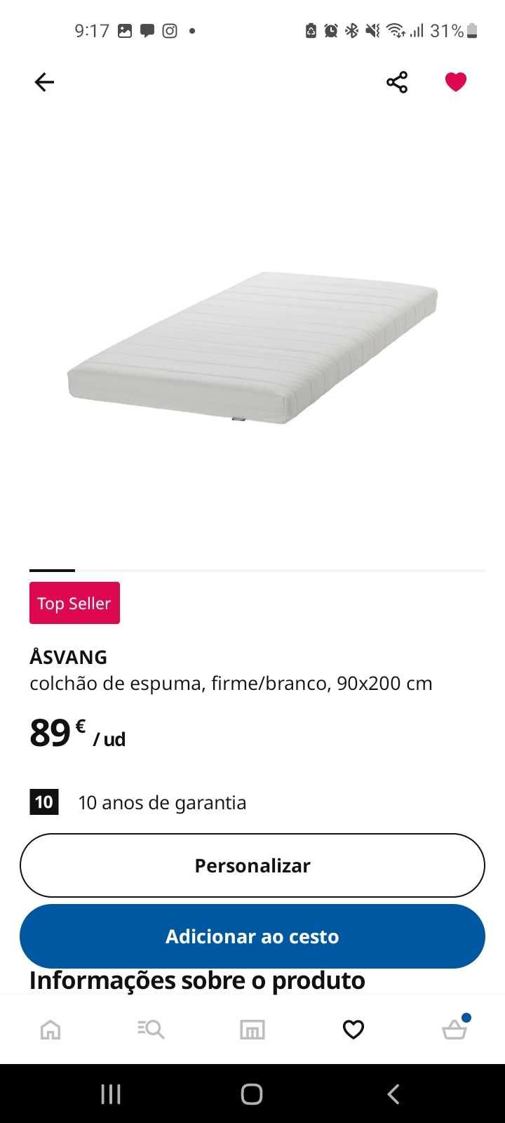 Cama Solteiro IKEA 90 x 200