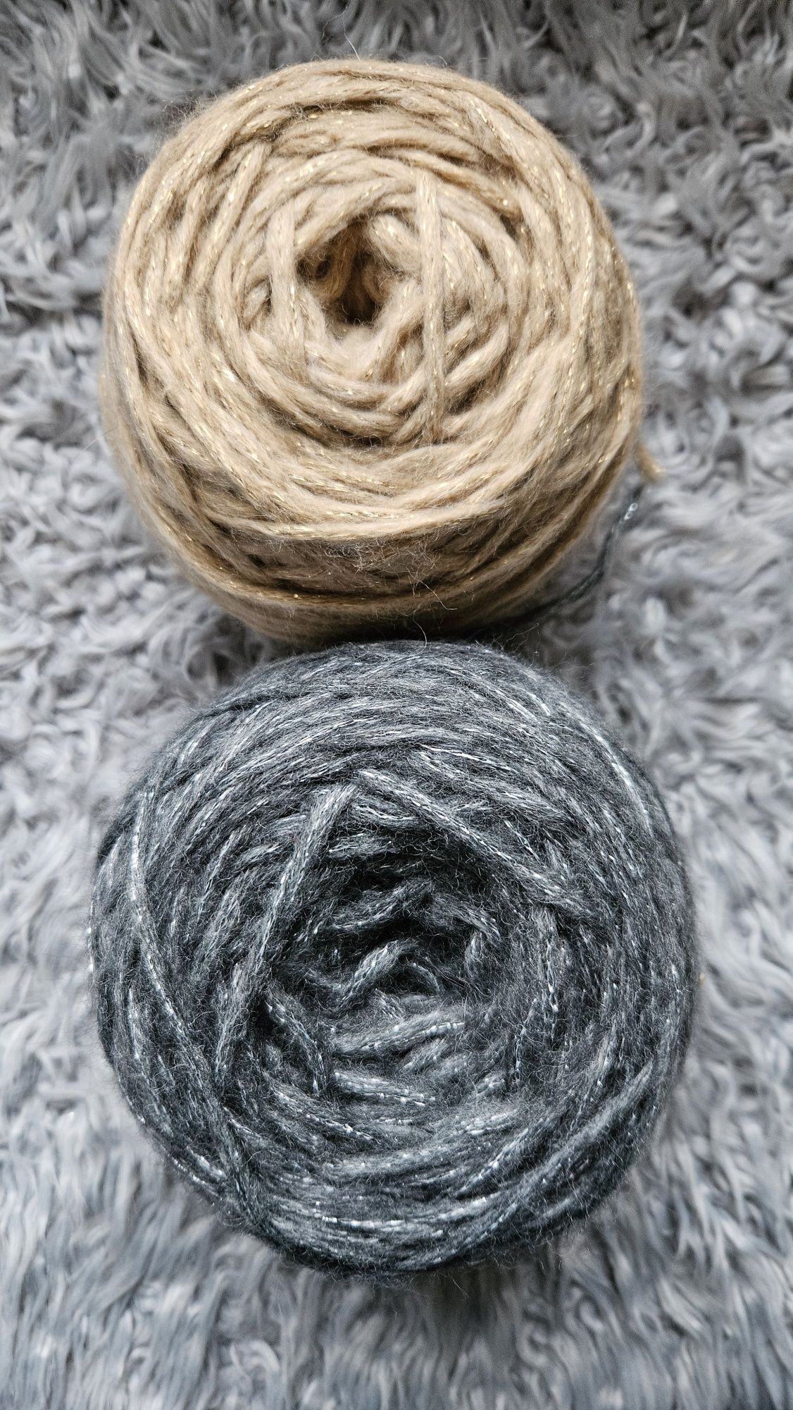 Rico Design Glitz antracyt, beż włóczka motki prawie 300g