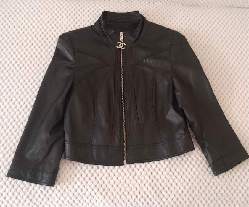 Куртка кожаная Chanel укороченая размер XS-  S