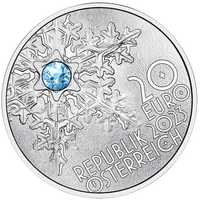 Austria moeda 20€ segredos da neve 2023