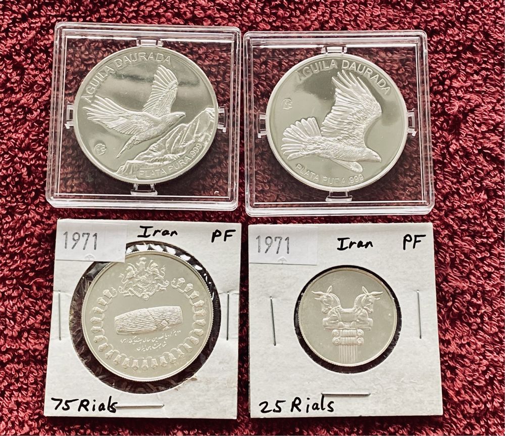 Срібні монети Андорри, ПАР, Камеруну, о Мен