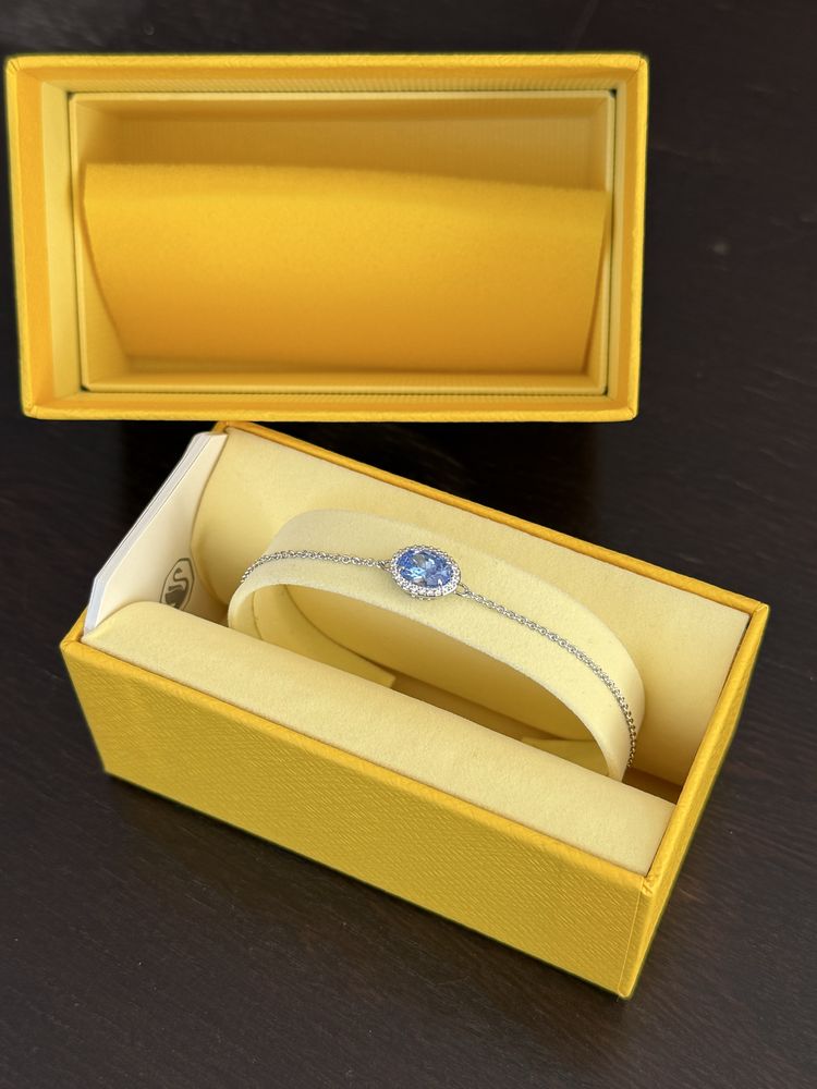 SWAROVSKI Bransoletka srebrna z błękitnym kryształem