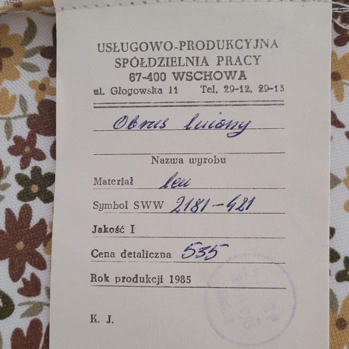 Obrus 100% len eko, nowy prl