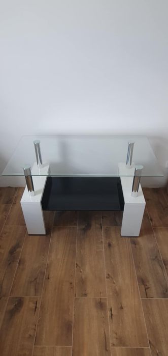 Szklany stolik kawowy Black Red White ława kawowa dwupoziomowa 110 cm!