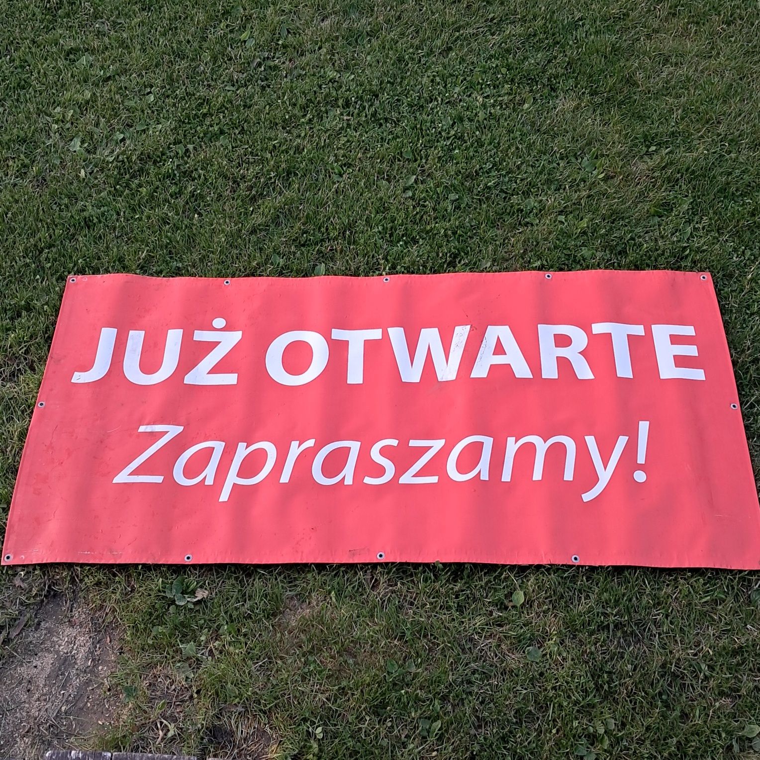 Szyld reklamowy '' Już otwarte, zapraszamy! ''