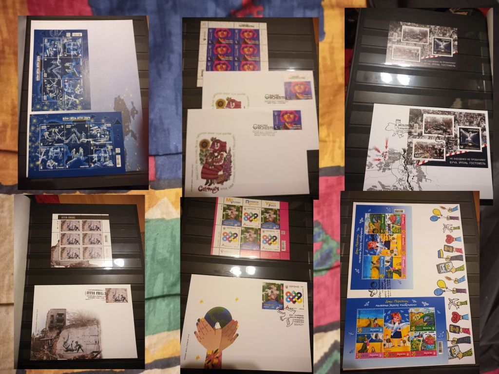 Колекція воєнних поштових марок в аркушах і з конвертами з погашенням
