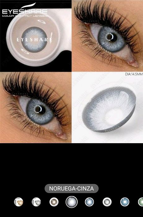 Lentes de contacto coloridas, moda elegante.