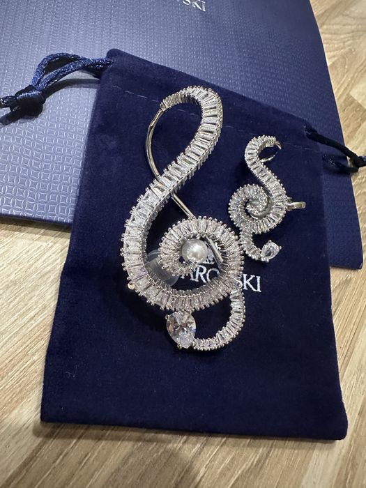 Kolczyki klucz wiolinowy sygn Swarovski