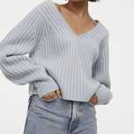H&M Premium Merino Wool blend S-M niebieski sweter z wełną merynosów