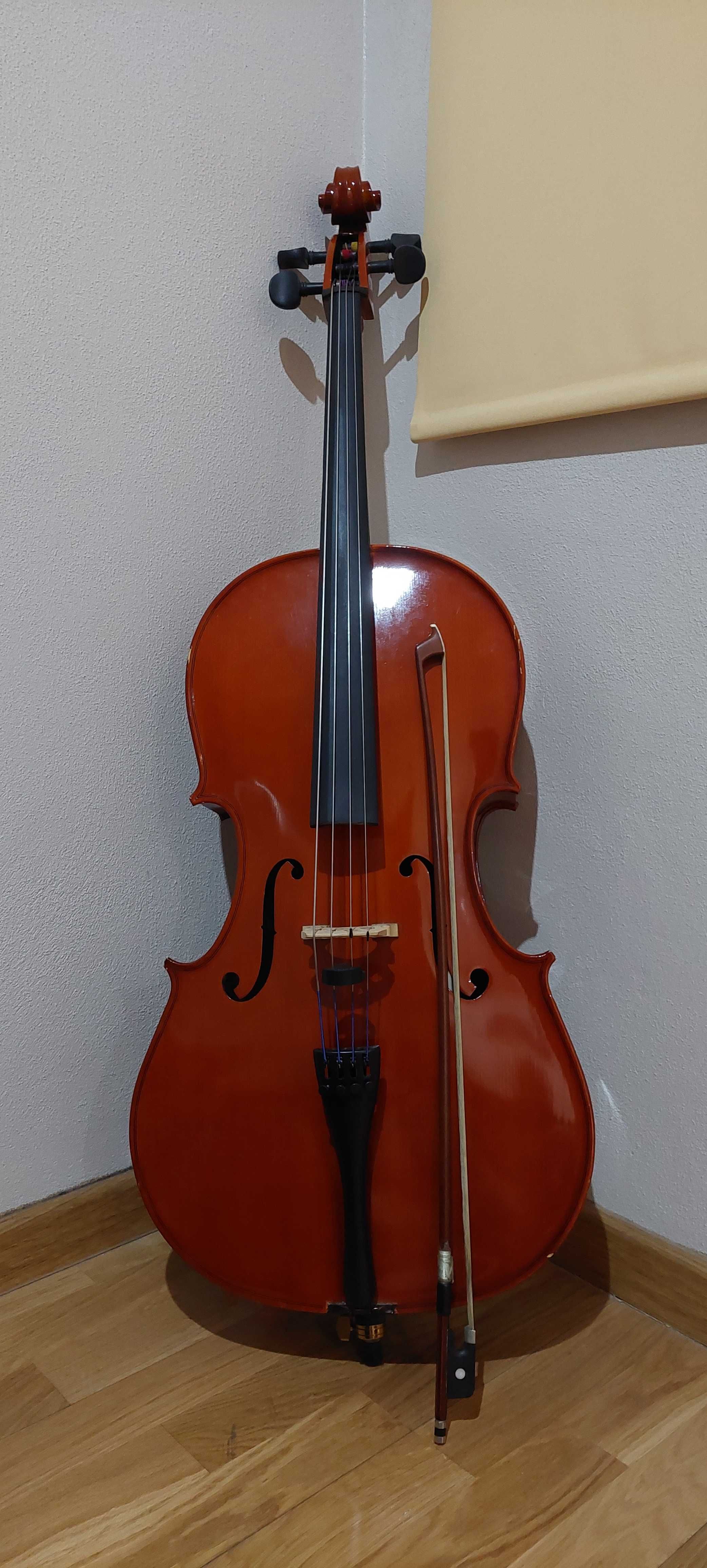 Violoncelo 3/4 com capa e estante para partituras