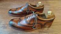 Brogsy brogue Oxford wiedenki brązowe skórzane buty casual