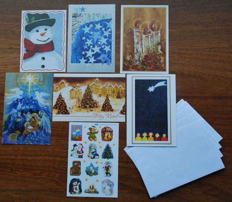 Cartões de Boas Festas (Face Dupla), Autocolantes Natal e Envelopes