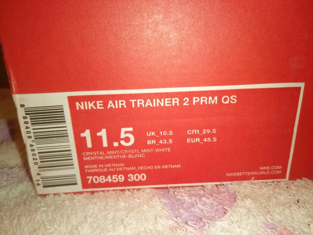 Nike Air Trainer 2 PRM QS Crystal Mint 45.5 eu 11.5 usa кросівки кроси
