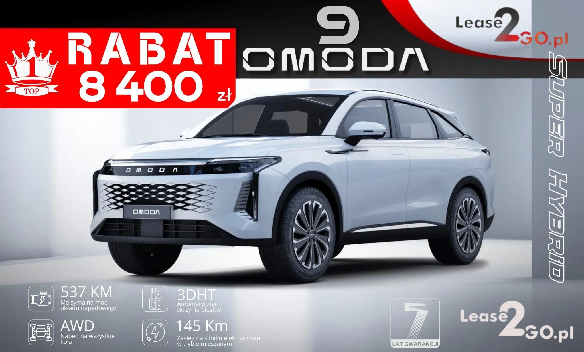 Omoda 9 Super Hybrid EXCLUSIVE 4x4 • Rabat 8 400 pln • Dla Firm i osób pryw. !