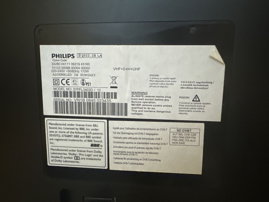 Телевізор Philips 37PFL3403D/12