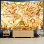 Tkanina ścienna/narzuta "Stara Mapa", ok. 94cm/75cm, nowa