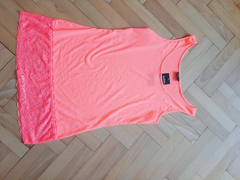 Koszulka/tunika z koronką neonowa L/Xl