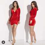 Sukienka mini suknia czerwona welurowa LOU Isabel XS