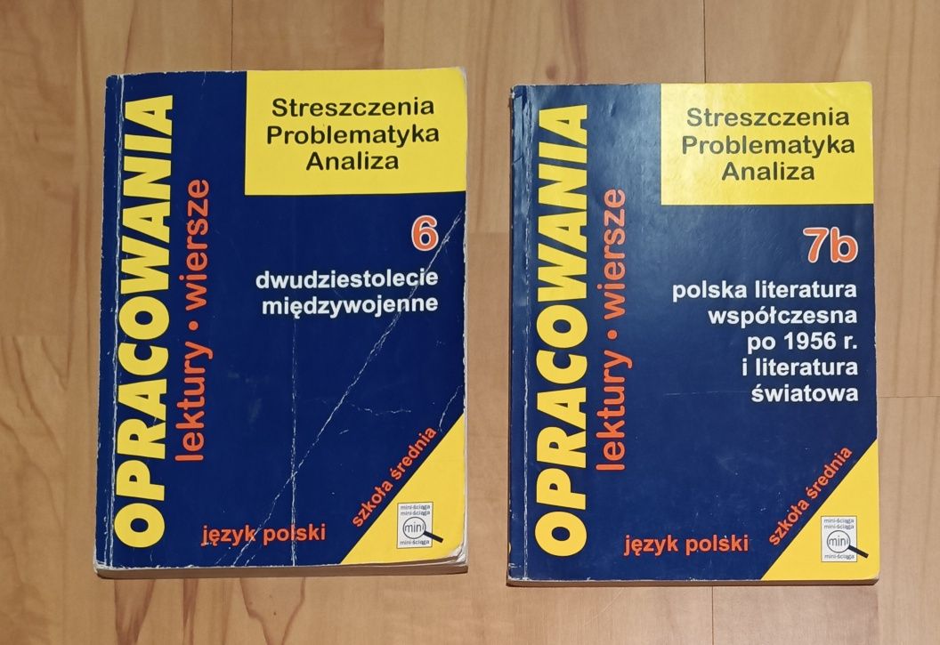 Opracowania lektury wiersze  szkoła średnia 8 zł zestaw