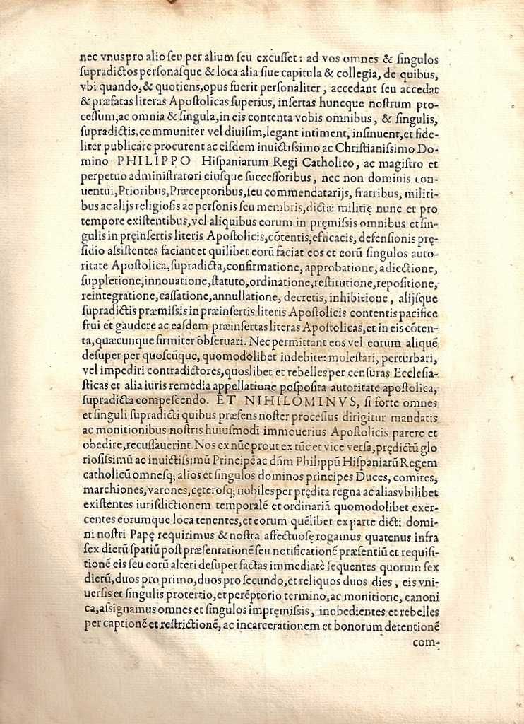 RARA Bula Papal Impressa de 1584