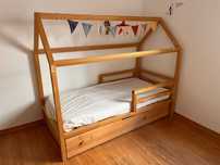 Cama Casinha Montessori + Gavetão + 2 Colchões IKEA (80x160)
