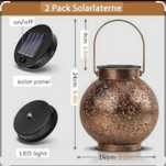 Solarna lampy ogrodowe w kształcie lampionu 2szt.