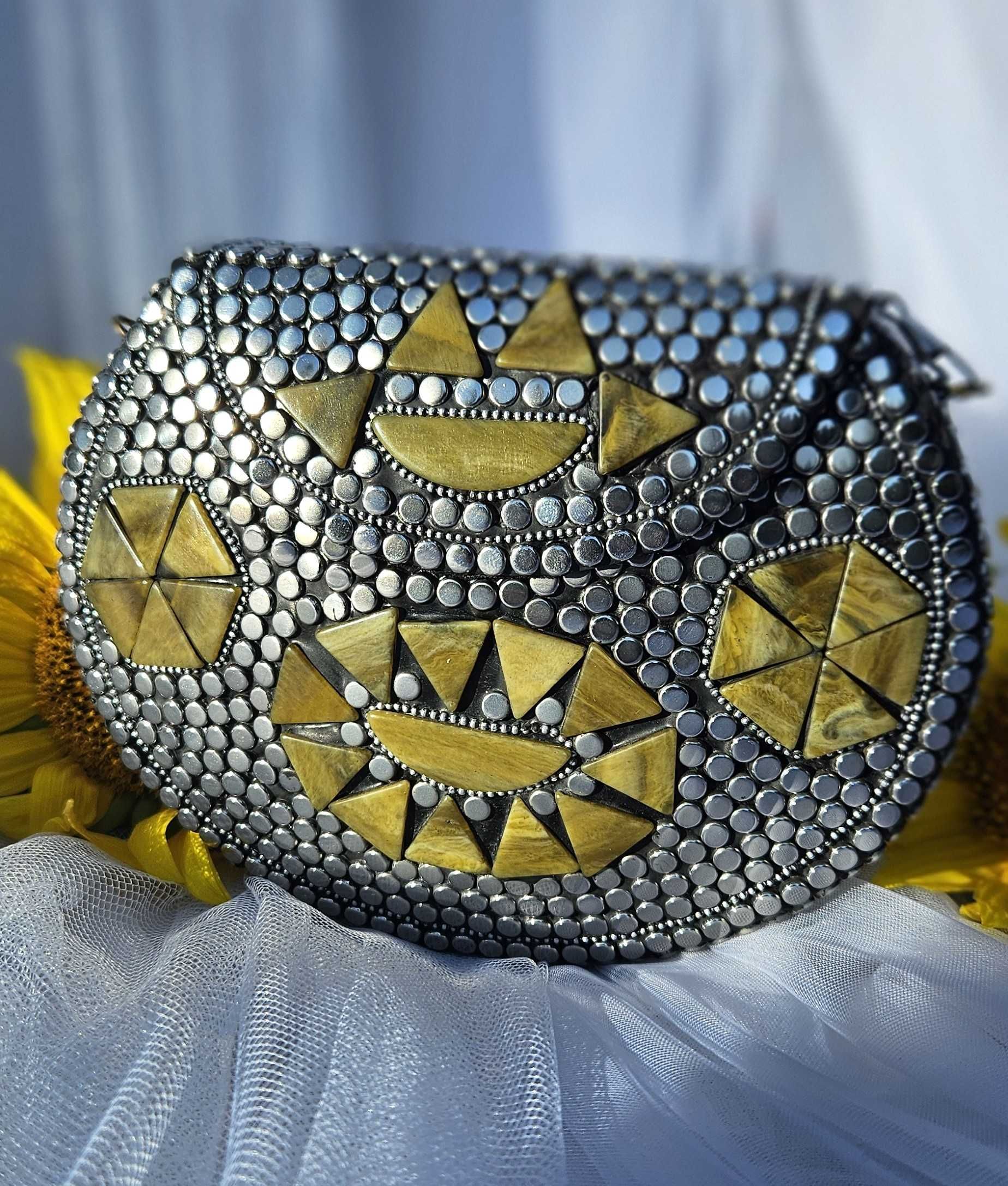 Torebka orientalna boho bohemian kopertówka metalowa retro mozaika