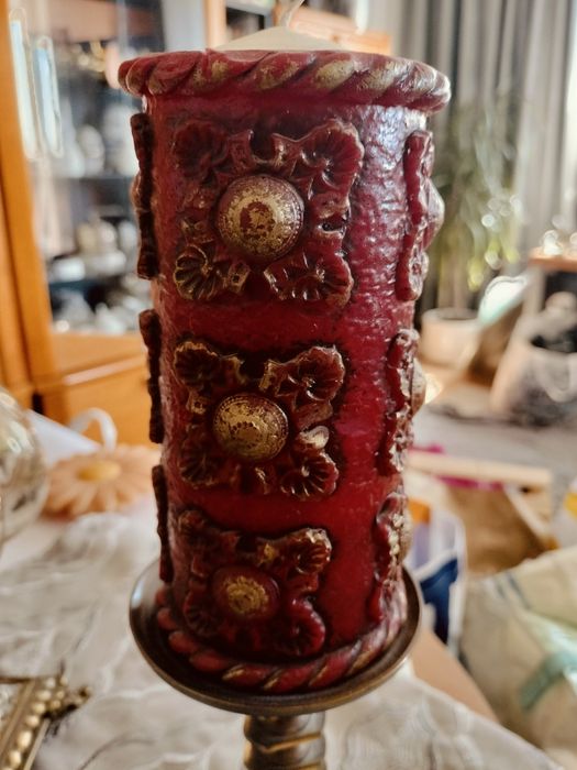 Mosiężny świecznik bardzo ciężki