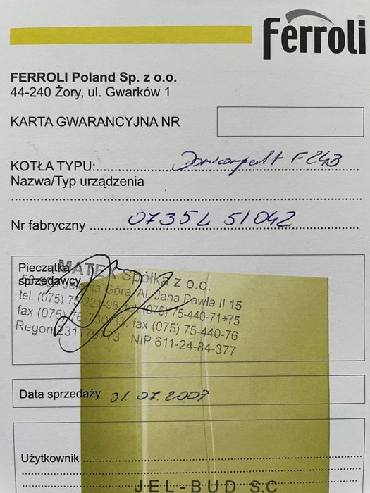Kocioł gazowy Ferroli piec dwufunkcyjny