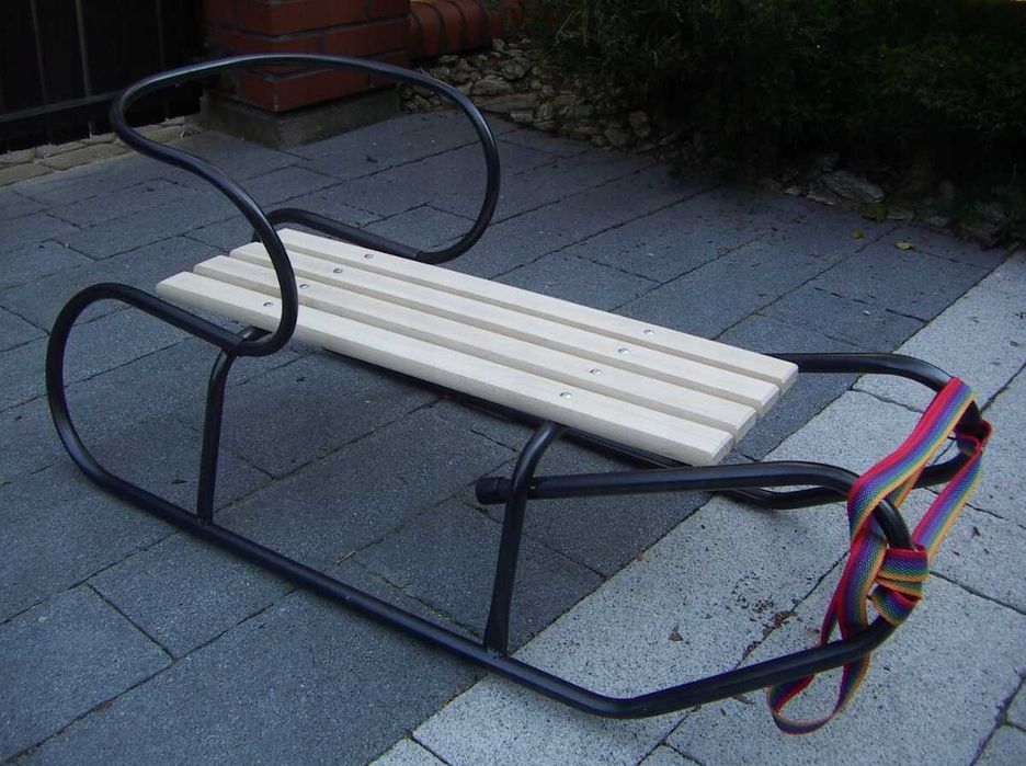 Sanki metalowe z oparciem dla dziecka POLSKIE NOWE OD RĘKI