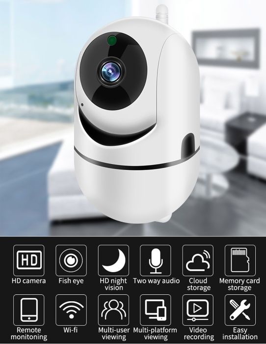 PTZ-L2 Домашняя IP WiFi камера Наблюдения со Слежением Видеонаблюдение